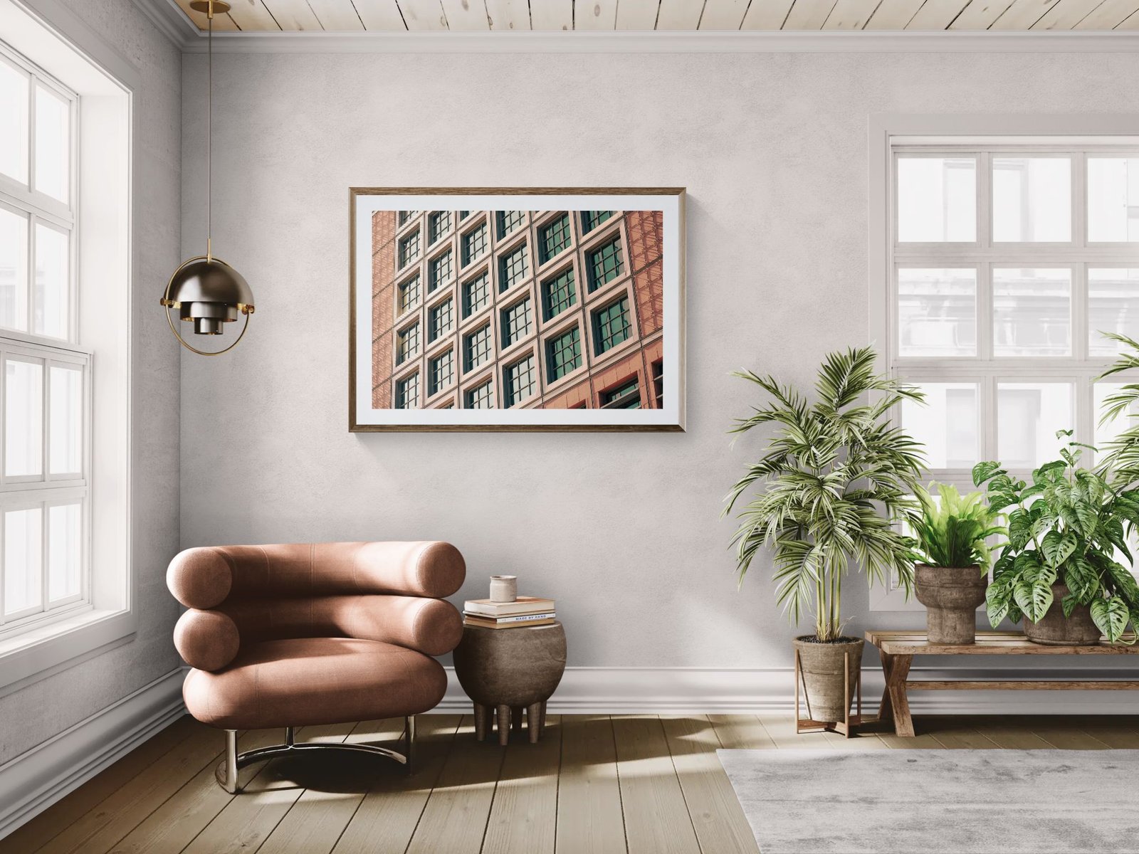 Living room with fancy chair and plants Struktur trifft Licht – Bild 2